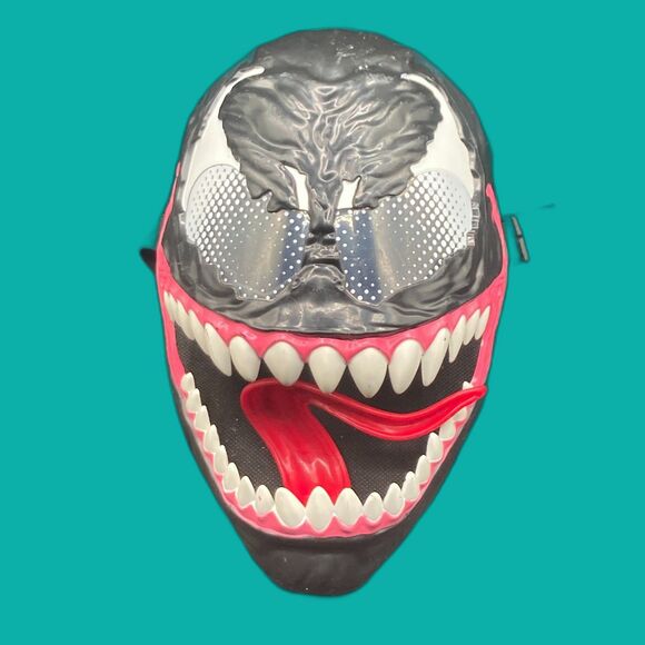 Spiderman Venom Hasbro Marvel 2019 Black Plastic Mask swinging tongue OSFM - Picture 1 of 2